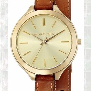 Michael Kors Runway Slim Double Leather Watch